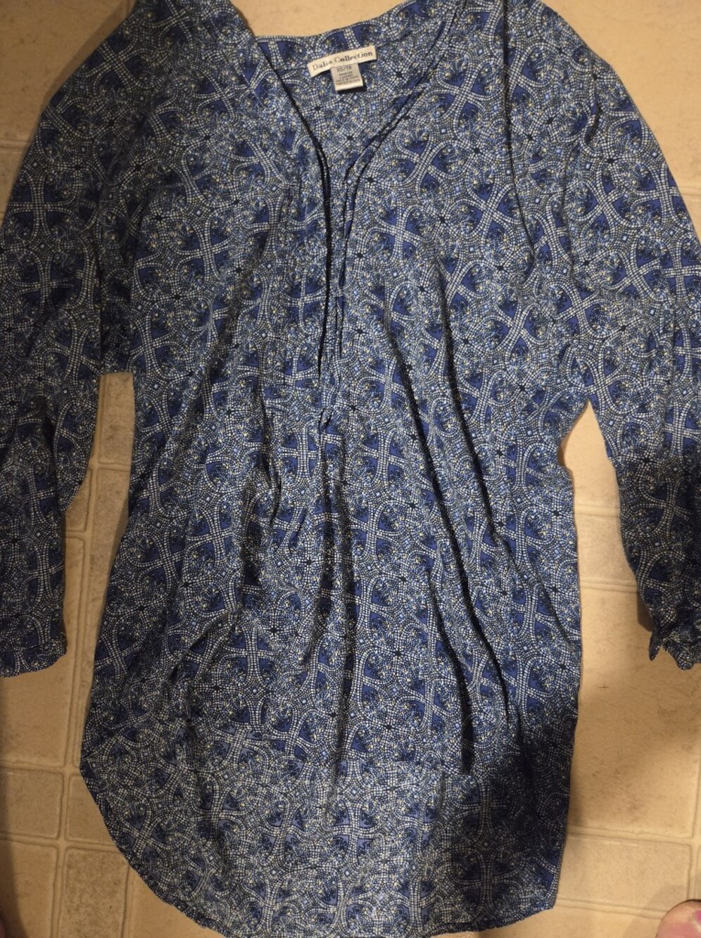 Dalia Collection Womans Navy & White Patterned Lightweight Shirt Jacket